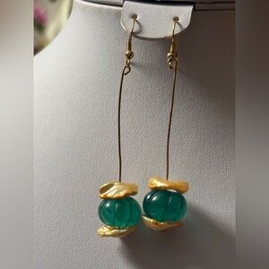 NWT Artisan Aventurine & Coin Pearl Dangle Earrings GP 925 Spring Bloom 🌼 • OOAK